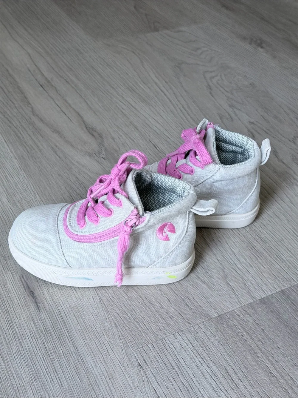Billy Footwear High-Top Canvas Sneakers - Gray with Pink Accents (8)